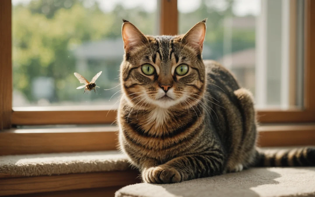 chat mange mouche